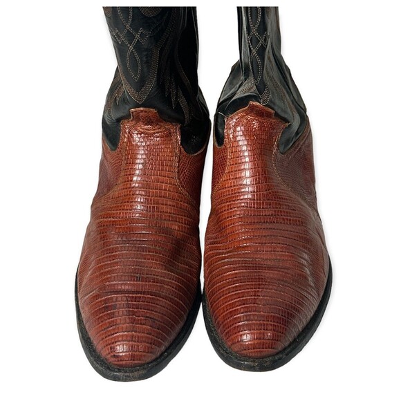 Tony Lama Exotic Lizard Western Cowboy Boots Men’s Sz 10 EE Black Brown Vintage main image 10